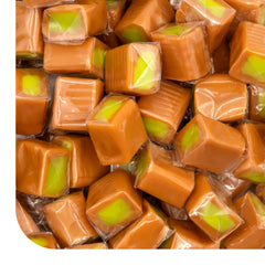 CrazyOutlet Caramel Cubes with Green Apple filling in packshot, a crowd-pleasing indulgence.