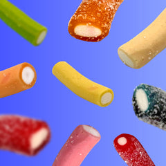 Soft chewy exterior with creamy center in Pencil Bites gummies