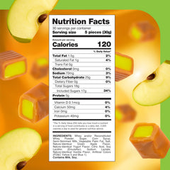 CrazyOutlet vanilla caramel cubes with green apple filling – close-up showing creamy texture.