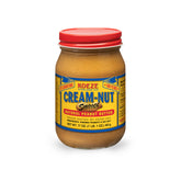 Cream Nut natural smooth peanut butter jar on a counter, ideal for quick breakfasts.