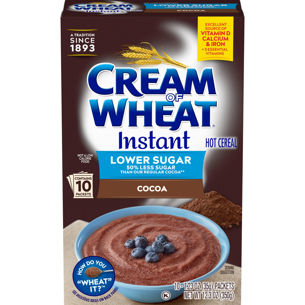 Cream of Wheat Cocoa hot cereal packets ready to prepare a cozy breakfast