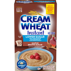 Cream of Wheat Instant Maple Brown Sugar 10 Pack box on display, convenient classic breakfast.