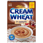 Cream of Wheat maple brown sugar cereal box front for a comforting breakfast.