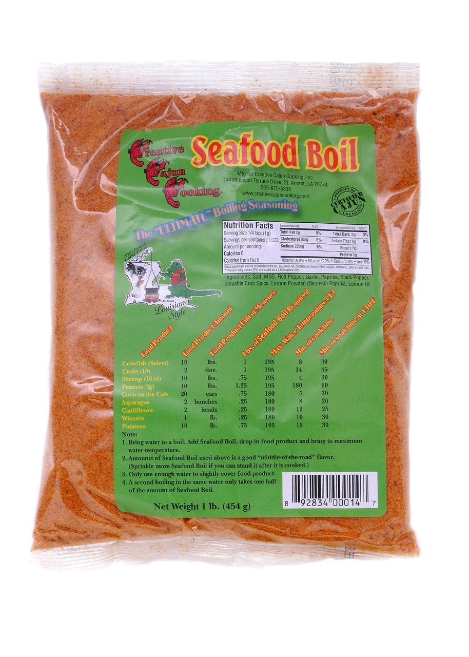 Creative Cajun Cooking Seafood Boil Seasoning 1lb bag enhances seafood boils with bold Louisiana spice