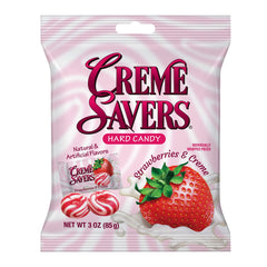 Crème Savers strawberry and creme candies in a 3oz bag ready to enjoy