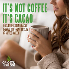 Crio Bru Ghana Light Roast ready-to-brew cacao offers a coffee substitute with chocolate aroma