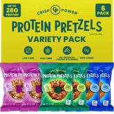 CRISP POWER Protein Pretzels Sea Salt front view shows a protein-packed crunchy snack