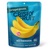 Crispy Green freeze-dried banana bag shows light, crispy snacking.