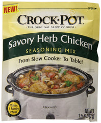 Crock-Pot Savory Herb Chicken Seasoning Mix pack enhances easy slow cooker chicken dinners.