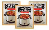 Crockery Gourmet beef seasoning packets ready for easy slow cooker dinners.