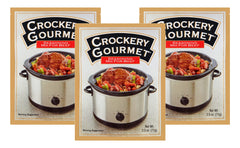 Crockery Gourmet beef seasoning packets ready for easy slow cooker dinners.