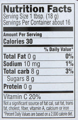 Close-up of Crofters Organic Strawberry Fruit Spread label highlighting organic quality