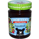 Crofters Organic Superfruit Just Fruit Spread jar; ideal for breakfast.