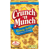 Crunch 'n Munch Buttery Toffee Popcorn with Peanuts pack shot; indulgent flavor and convenient packaging.