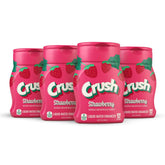 Crush Strawberry Liquid Water Enhancer bottle pouring flavor into a glass for zero sugar hydration