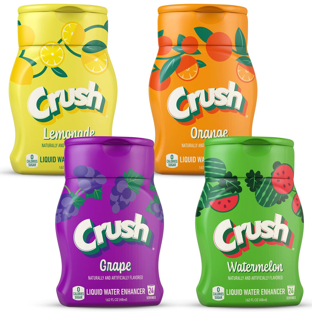 Crush summer variety liquid water enhancer bottle provides flavorful hydration on the go.