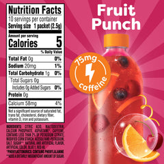 Crystal Light Energy Boost Fruit Punch powder dissolving in water for quick refreshment