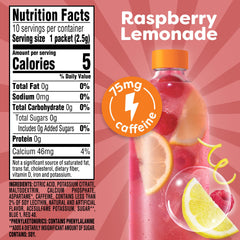 Crystal Light Energy Boost Raspberry Lemonade packet dissolves in a glass for a refreshing energy boost.