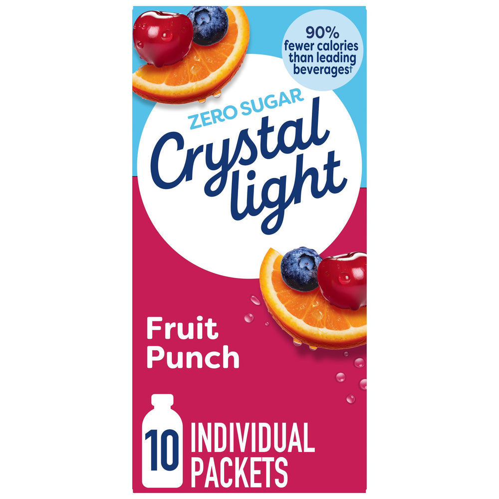 Crystal Light Fruit Punch box showing convenient 10-pack packaging for on-the-go hydration.