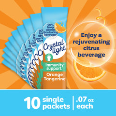 Crystal Light Immunity orange-tangerine glass of water with powder for a zesty sip