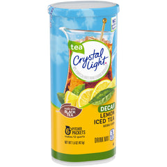 Crystal Light Lemon canister packaging showing six packets for versatile mixing.