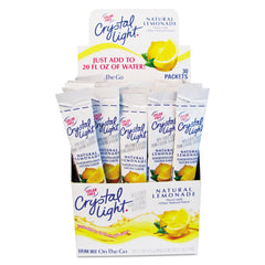 Crystal Light Lemonade packets in a box for quick sugar-free flavor on the go.