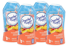 Crystal Light Mango Passionfruit liquid drink mix pour shows easy zero-calorie flavoring for water