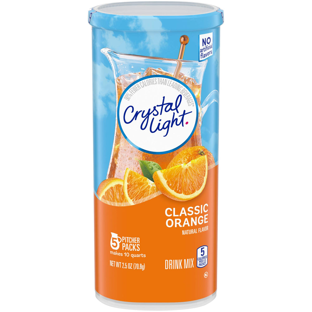 Crystal Light Classic Orange Drink Mix bottle pour for on-the-go hydration and refreshment