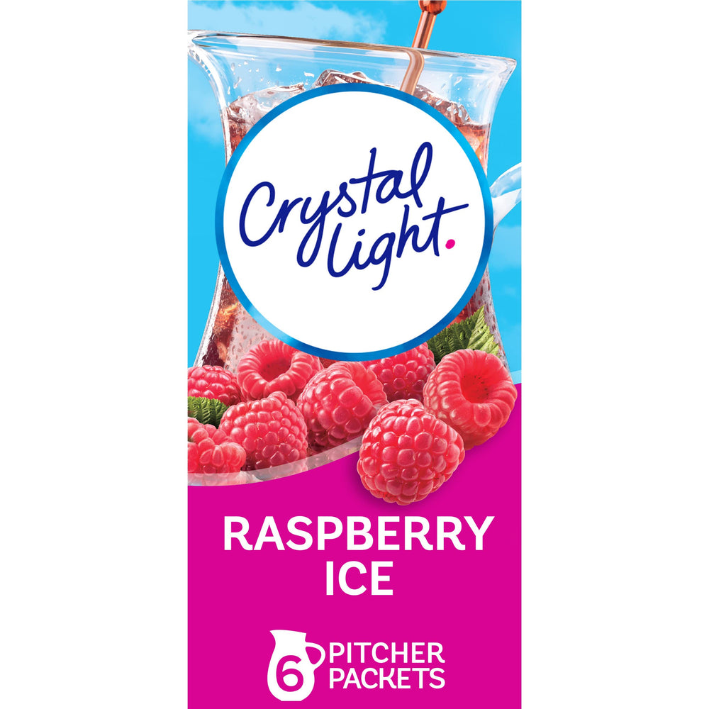Crystal Light Raspberry Ice packets ready to mix for a 2-quart pitcher