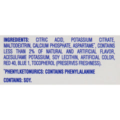 Crystal Light Raspberry Lemonade gluten-free and kosher label highlights dietary options.