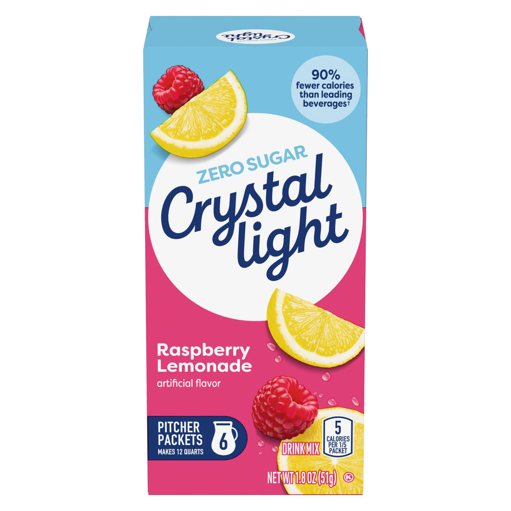 Crystal Light Raspberry Lemonade pitcher packets box ready for quick, zero-sugar refreshments.