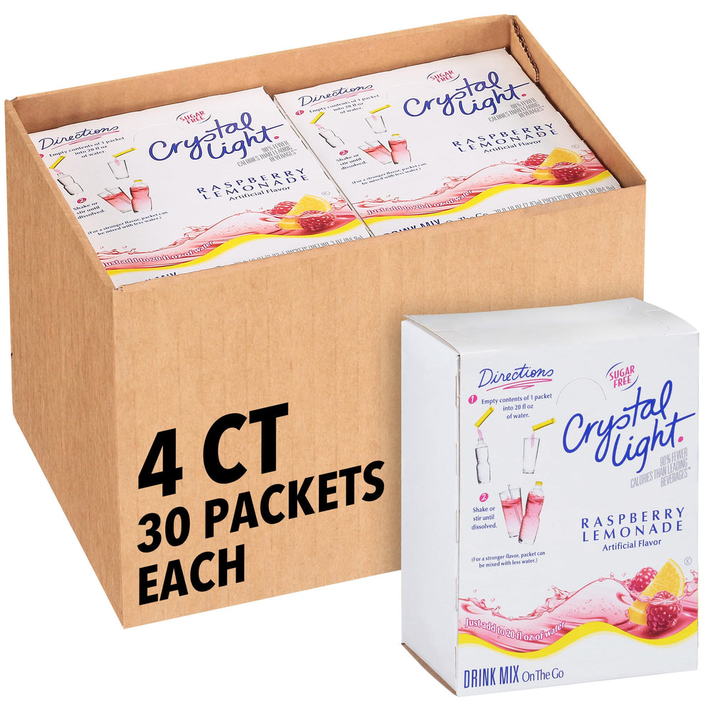Crystal Light Raspberry Lemonade stick packet for quick, sugar-free refreshment on the go.
