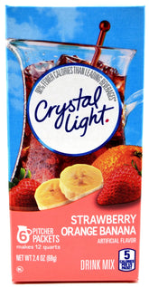 Crystal Light strawberry orange banana packets for easy flavor mix on-the-go hydration