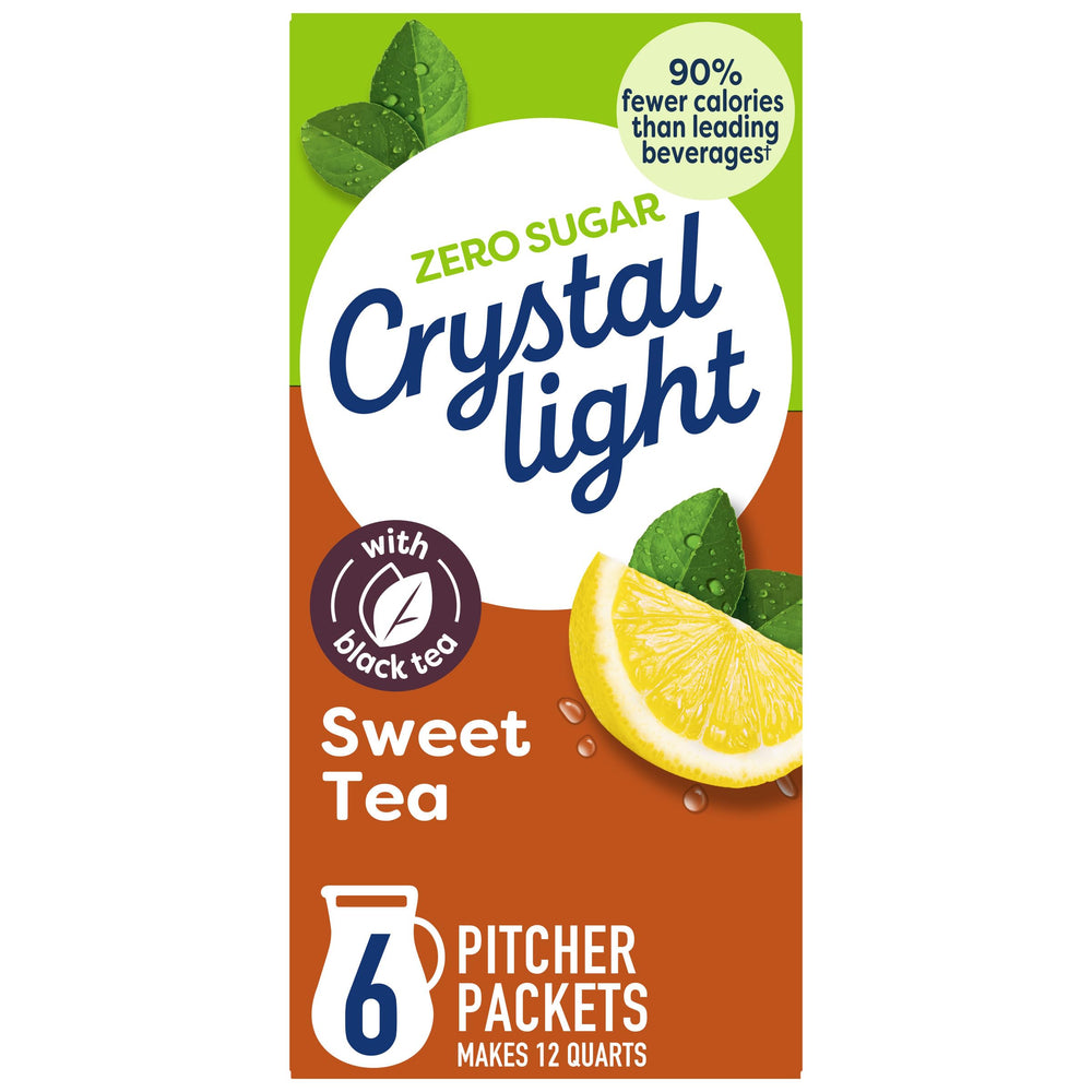 Crystal Light Sweet Tea packets ready for quick, sugar-free flavor.