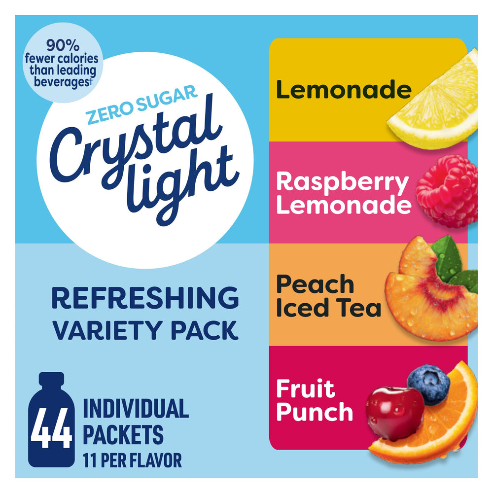 Crystal Light variety-pack on-the-go packets for hydration anywhere.