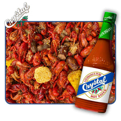 Crystal Original Hot Sauce bottle pour shows steady, medium-heat flow.
