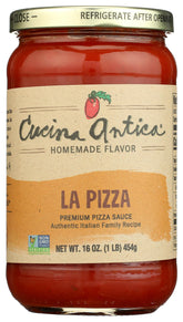 Cucina Antica La Pizza Sauce on dough round showing authentic flavor