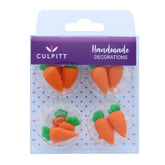 Culpitt carrot sugar pipings orange 12-pack on frosting adds festive color and texture.