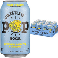 Culture Pop Ginger Lemon can with probiotic fizz and bright flavor.