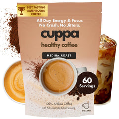 Cuppa Healthy Coffee ingredients: ashwagandha, lion's mane, cordyceps for focus