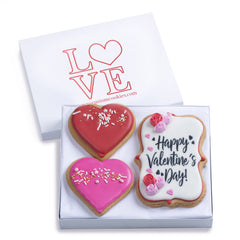 Custom Cookies Valentines Day gift basket featuring hand-decorated cookies for sharing.