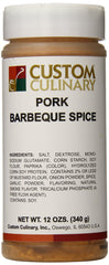 Custom Culinary Pork Barbeque Spice jar enhances pork and other meats with savory flavor.