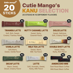 Cutie Mango KANU latte flavors collage for diverse on-the-go latte options.