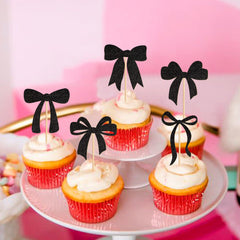 Cyodoos pink bow cupcake topper style C adds elegance to desserts