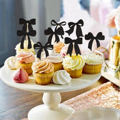 Cyodoos pink bow cupcake topper style D decorative cake topper for events