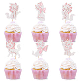 Cyodoos pink cat cupcake toppers sparkle on cupcakes for baby shower