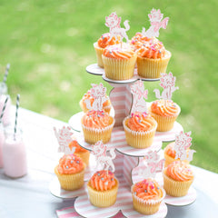 Cyodoos pink cat toppers decorate princess-themed party cupcakes