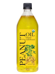 DAANA Peanut Oil bottle label showing USDA Organic and cold-pressed quality for healthy cooking