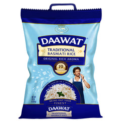 Daawat traditional basmati white rice 10lb bag delivers premium grains for aromatic meals.