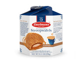 Daelmans coffee-flavored stroopwafel pack on a shelf, ideal for coffee breaks.